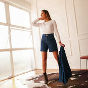 Jaqueta Jeans Quadriculada