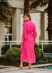 Vestido Chemise Maxi Kali Rosa Pink