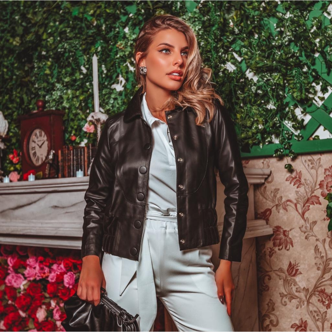 Jaqueta Recortes Couro