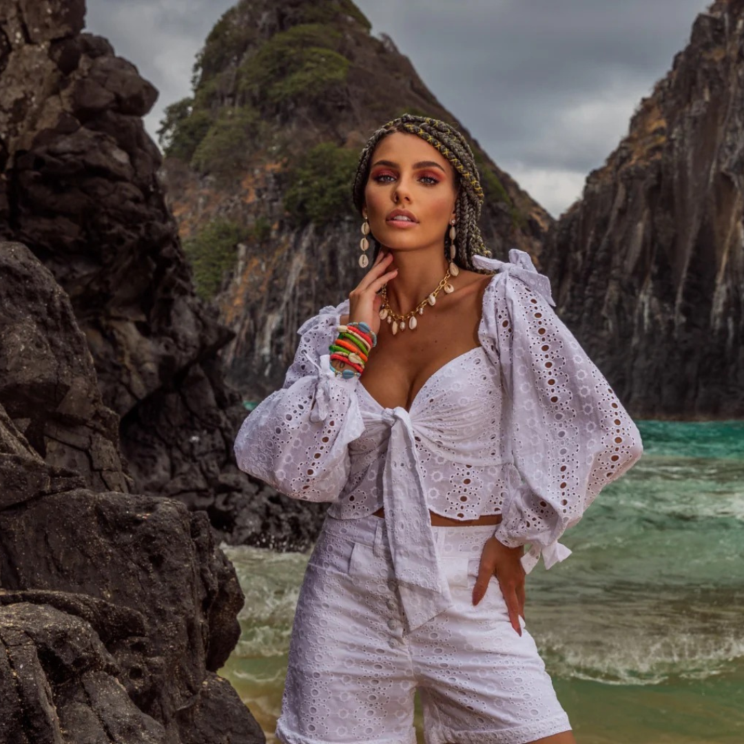 Shorts Botoes Laise Branco