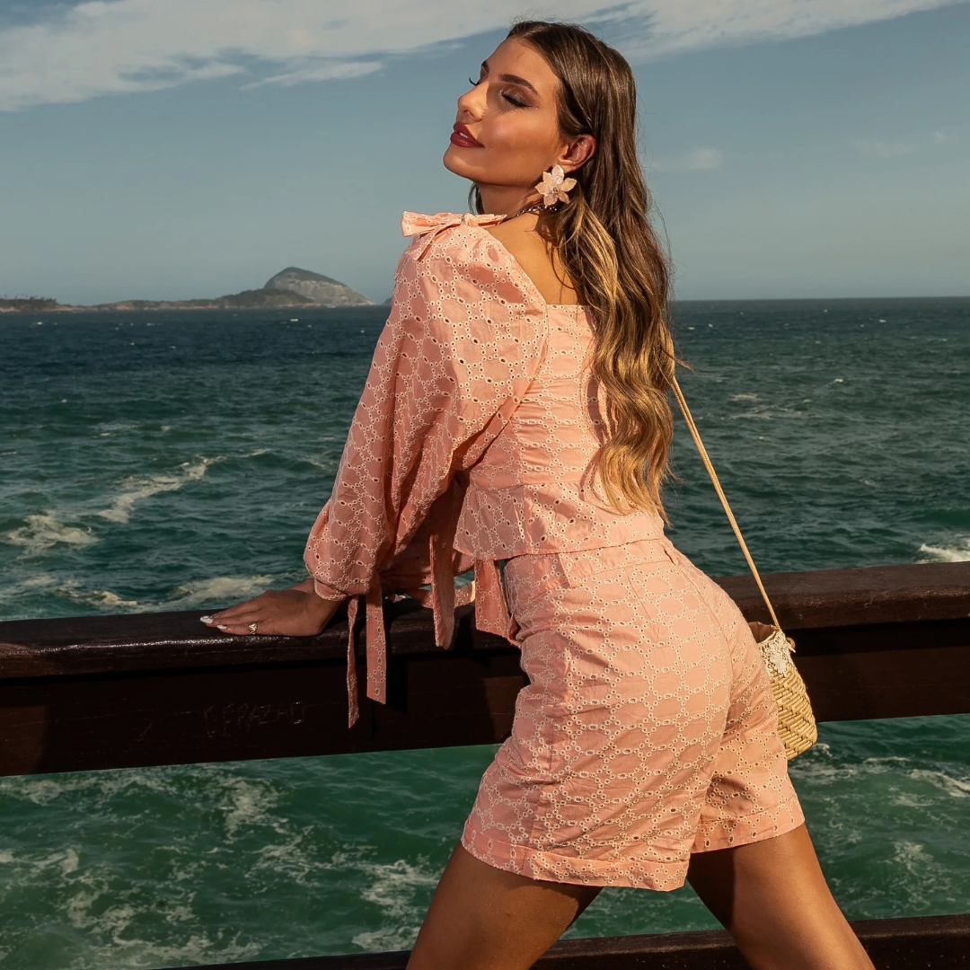 Cropped Laço Salmão