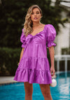 Vestido Curto Maya em Tricoline Roxo