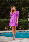 Vestido Curto Maya em Tricoline Roxo