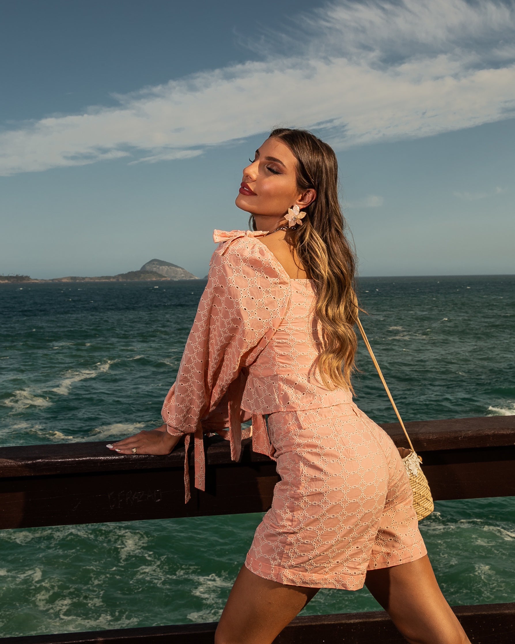 Cropped Laço Salmão
