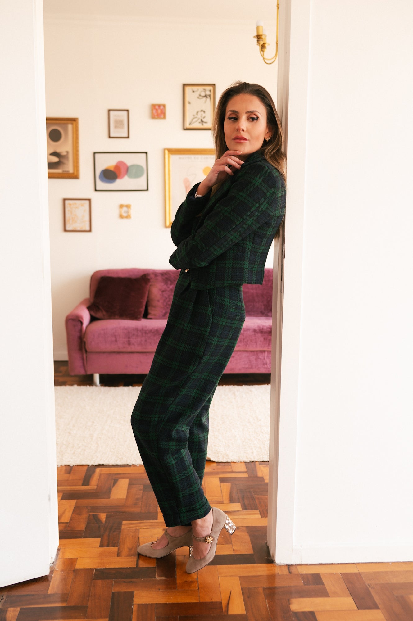 Calça Tartan Azul e Verde