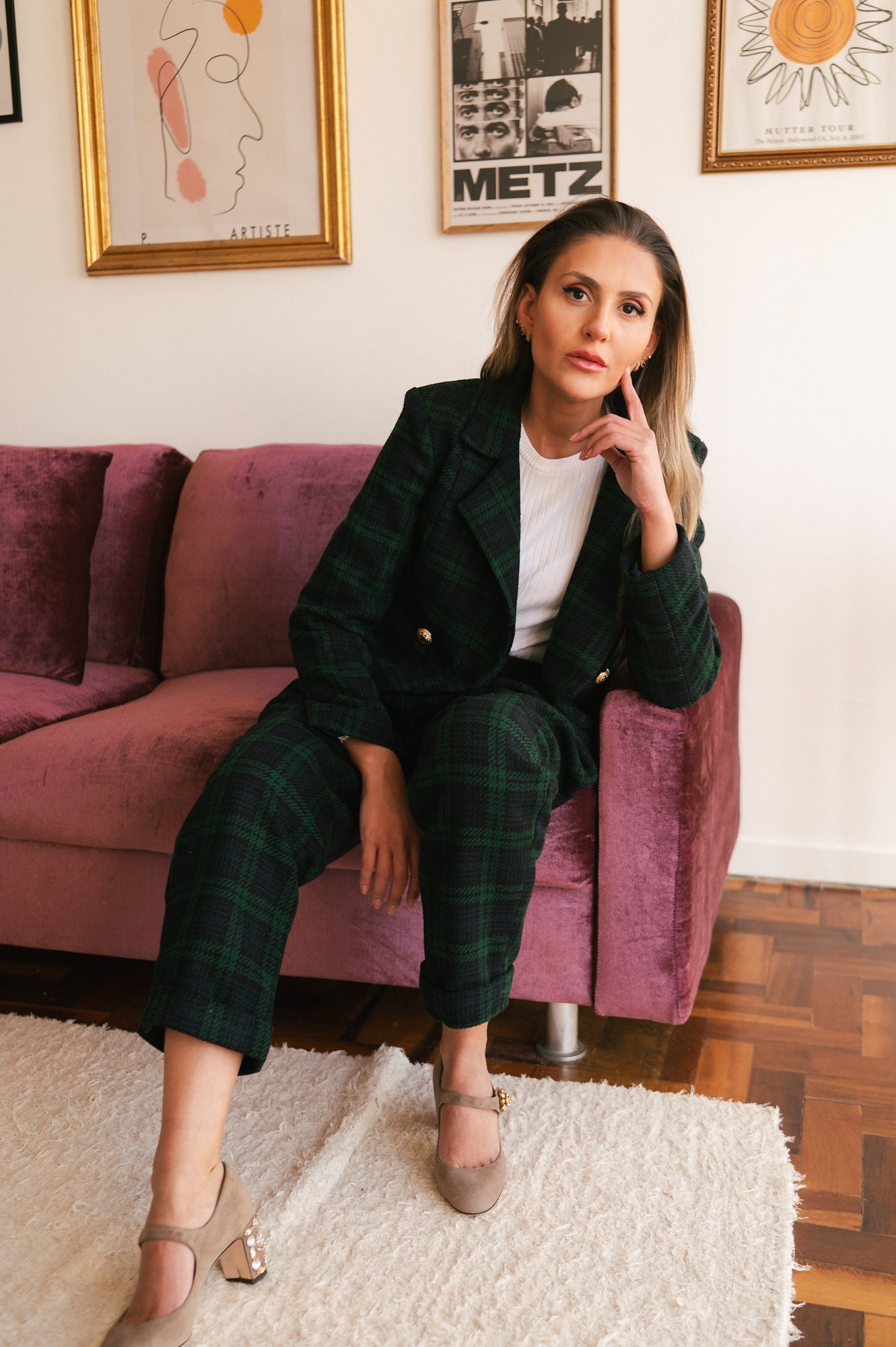 Calça Tartan Azul e Verde