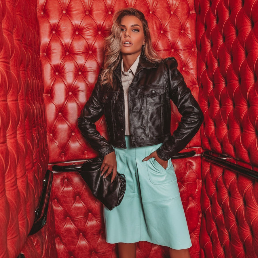 Jaqueta Pregas Couro