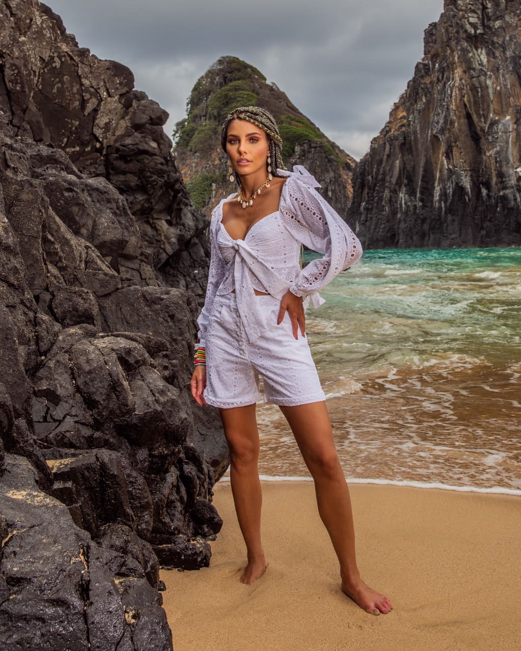 Shorts Botoes Laise Branco