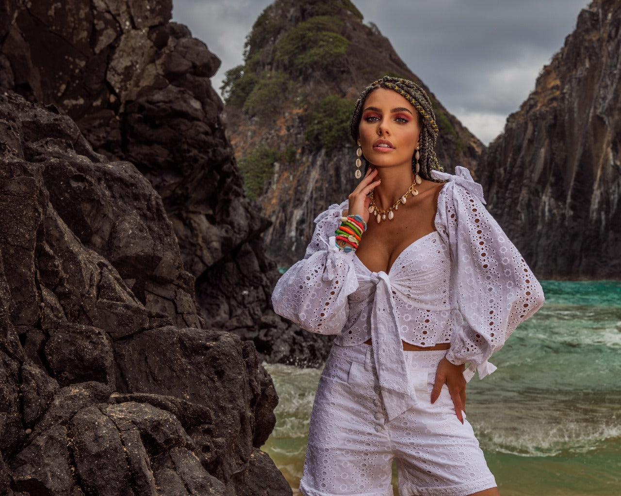 Shorts Botoes Laise Branco