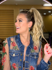 Jaqueta Jeans Flores