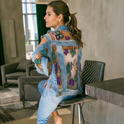Jaqueta Jeans Flores e Borboletas