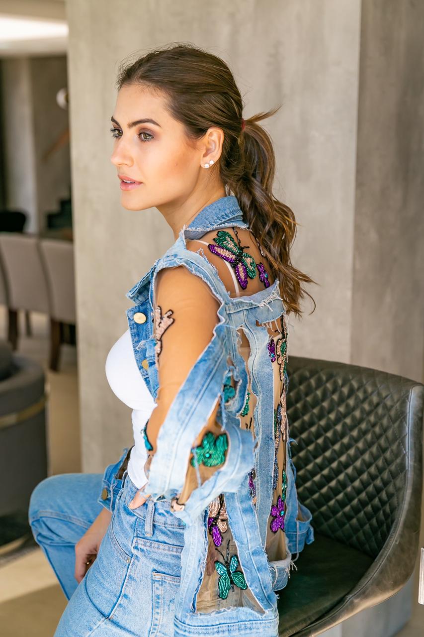 Jaqueta jeans tule cheap