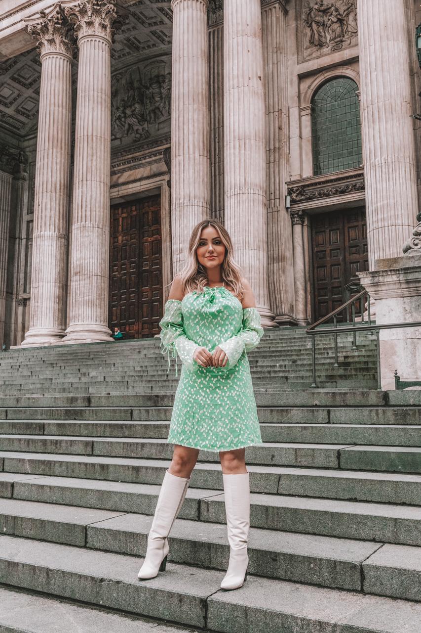 VESTIDO DE SEDA FIORELLA VERDE MENTA